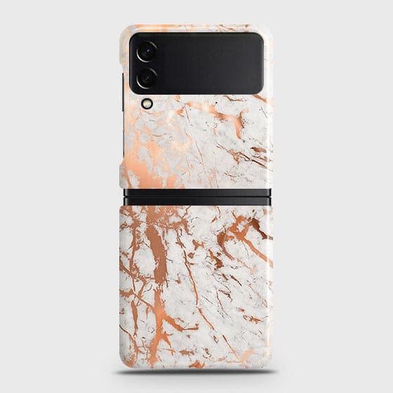 Samsung Galaxy Z Flip 3 5G Cover - In Chic Rose Gold Chrome Style Printed Hard Case with Life Time Colors Guarantee