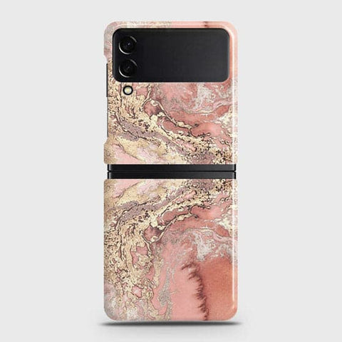 Samsung Galaxy Z Flip 3 5G Cover - Trendy Chic Rose Gold Marble Printed Hard Case with Life Time Colors Guarantee