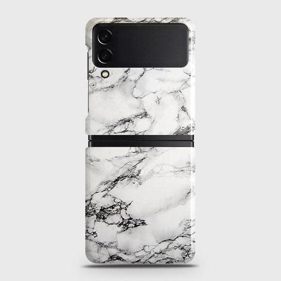 Samsung Galaxy Z Flip 3 5G Cover - Matte Finish - Trendy Mysterious White Marble Printed Hard Case with Life Time Colors Guarantee