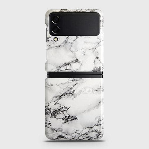 Samsung Galaxy Z Flip 3 5G Cover - Matte Finish - Trendy Mysterious White Marble Printed Hard Case with Life Time Colors Guarantee