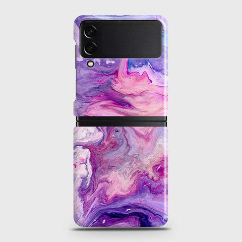 Samsung Galaxy Z Flip 3 5G Cover - Chic Blue Liquid Marble Printed Hard Case with Life Time Colors Guarantee