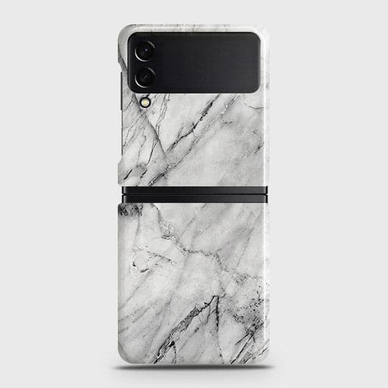 Samsung Galaxy Z Flip 3 5G Cover - Matte Finish - Trendy White Marble Printed Hard Case with Life Time Colors Guarantee