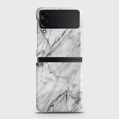 Samsung Galaxy Z Flip 3 5G Cover - Matte Finish - Trendy White Marble Printed Hard Case with Life Time Colors Guarantee