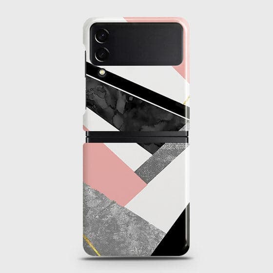 Samsung Galaxy Z Flip 3 5G Cover - Matte Finish - Geometric Luxe Marble Trendy Printed Hard Case with Life Time Colors Guarantee