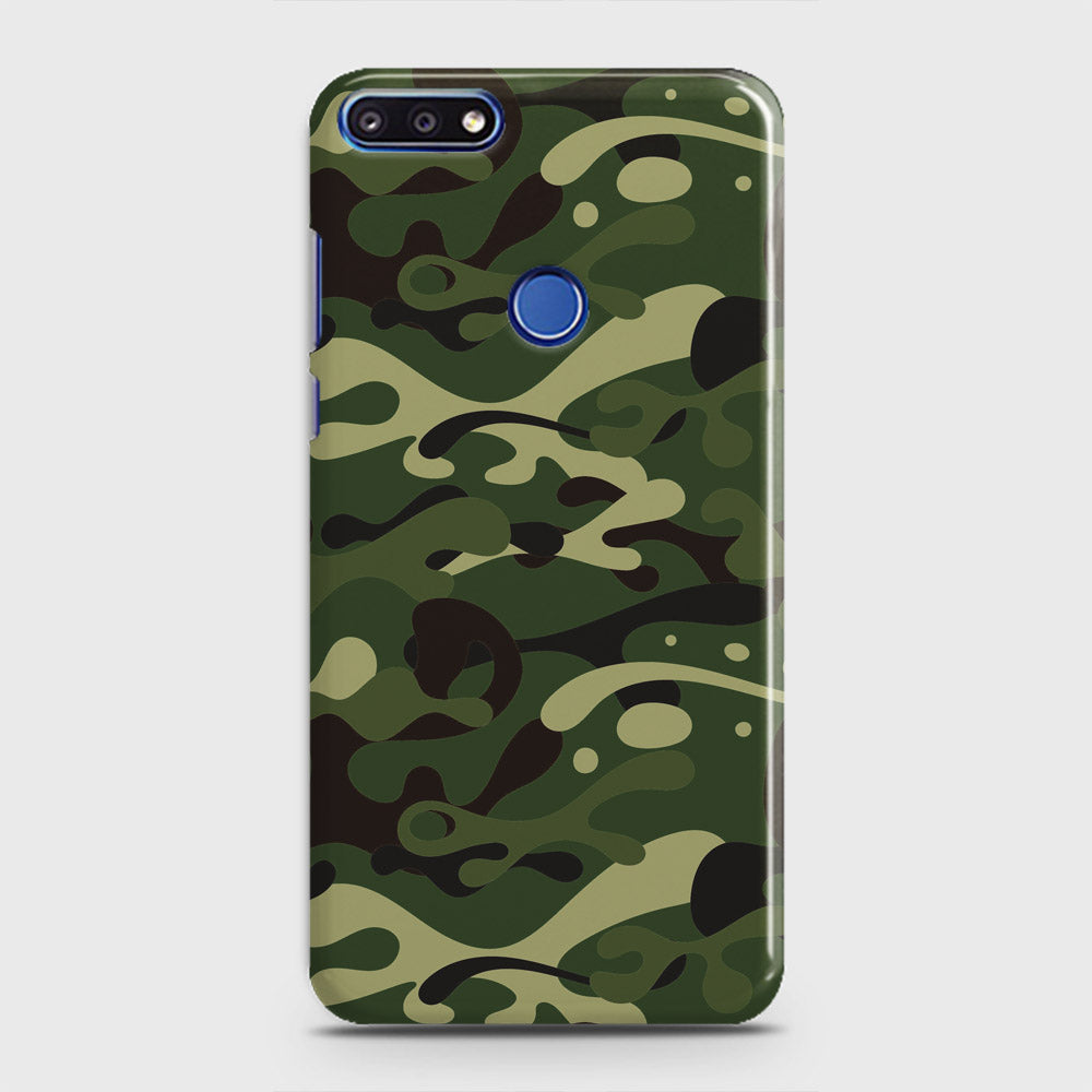 Huawei Y7 Prime 2018 Cover - Camo Series - Forest Green Design - Matte Finish - Snap On Hard Case with LifeTime Colors Guarantee