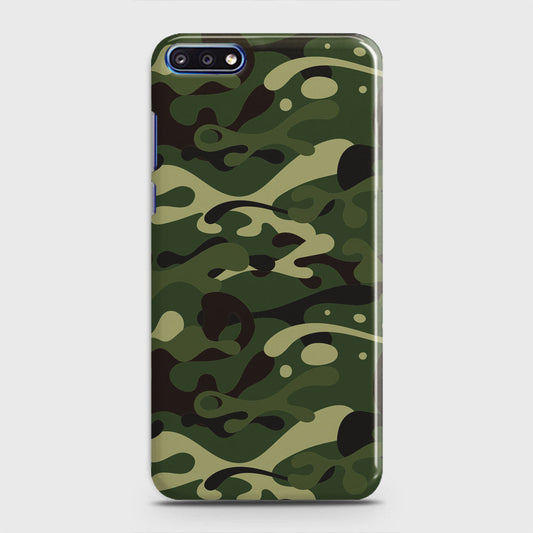 Huawei Y7 Pro 2018 Cover - Camo Series - Forest Green Design - Matte Finish - Snap On Hard Case with LifeTime Colors Guarantee