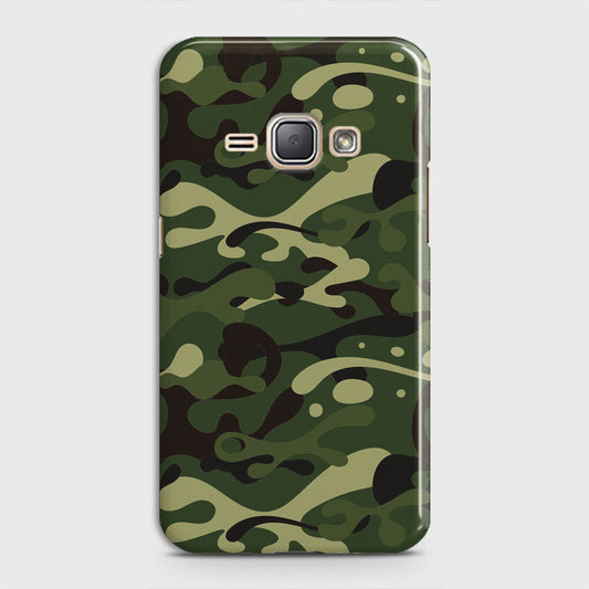 Samsung Galaxy J1 2016 / J120 Cover - Camo Series - Forest Green Design - Matte Finish - Snap On Hard Case with LifeTime Colors Guarantee