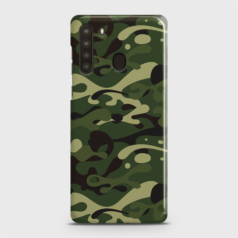 Samsung Galaxy A21 Cover - Camo Series - Forest Green Design - Matte Finish - Snap On Hard Case with LifeTime Colors Guarantee