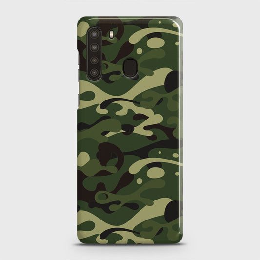 Samsung Galaxy A21 Cover - Camo Series - Forest Green Design - Matte Finish - Snap On Hard Case with LifeTime Colors Guarantee