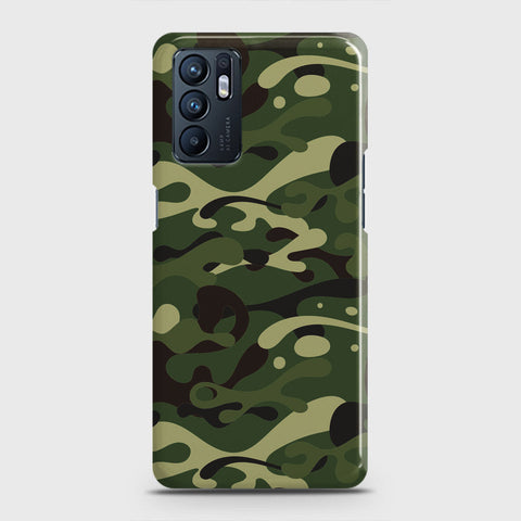 Oppo Reno 6 Cover - Camo Series - Forest Green Design - Matte Finish - Snap On Hard Case with LifeTime Colors Guarantee