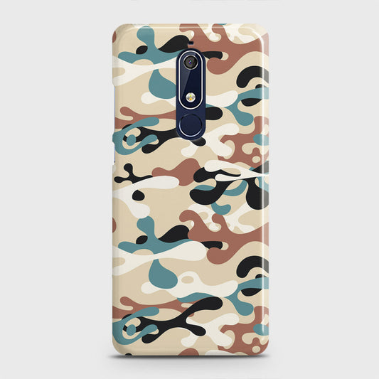 Nokia 5.1 Cover - Camo Series - Black & Brown Design - Matte Finish - Snap On Hard Case with LifeTime Colors Guarantee
