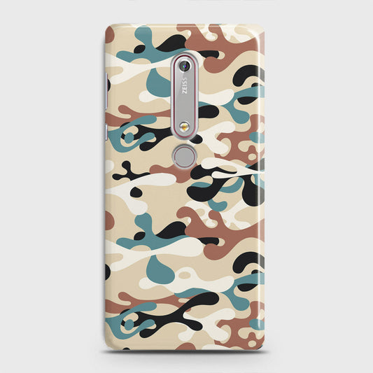 Nokia 6.1 Cover - Camo Series - Black & Brown Design - Matte Finish - Snap On Hard Case with LifeTime Colors Guarantee