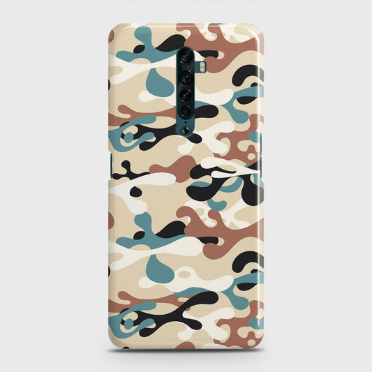 Oppo Reno 2 Cover - Camo Series - Black & Brown Design - Matte Finish - Snap On Hard Case with LifeTime Colors Guarantee