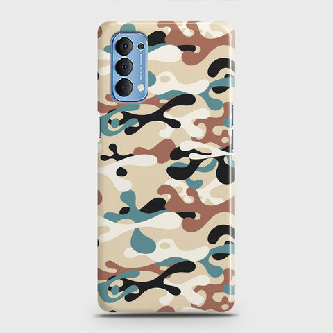 Oppo Reno 4 4G Cover - Camo Series - Black & Brown Design - Matte Finish - Snap On Hard Case with LifeTime Colors Guarantee