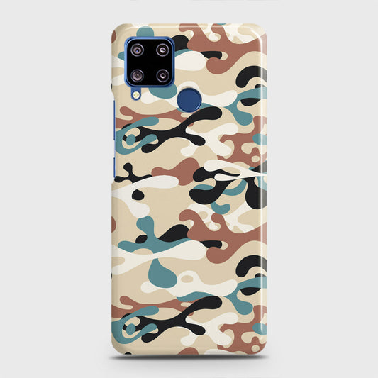 Realme C15 Cover - Camo Series - Black & Brown Design - Matte Finish - Snap On Hard Case with LifeTime Colors Guarantee