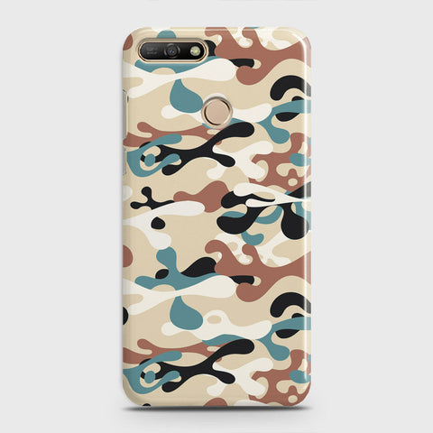 Huawei Y7 2018 Cover - Camo Series - Black & Brown Design - Matte Finish - Snap On Hard Case with LifeTime Colors Guarantee