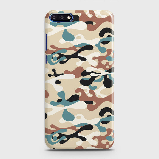 Huawei Y7 Pro 2018 Cover - Camo Series - Black & Brown Design - Matte Finish - Snap On Hard Case with LifeTime Colors Guarantee