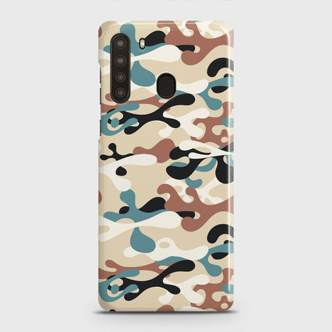 Samsung Galaxy A21 Cover - Camo Series - Black & Brown Design - Matte Finish - Snap On Hard Case with LifeTime Colors Guarantee