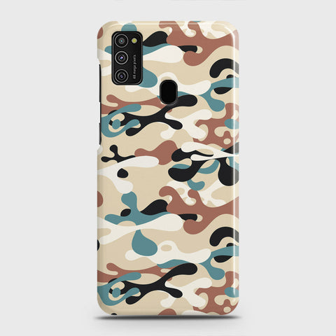 Samsung Galaxy M21 Cover - Camo Series - Black & Brown Design - Matte Finish - Snap On Hard Case with LifeTime Colors Guarantee