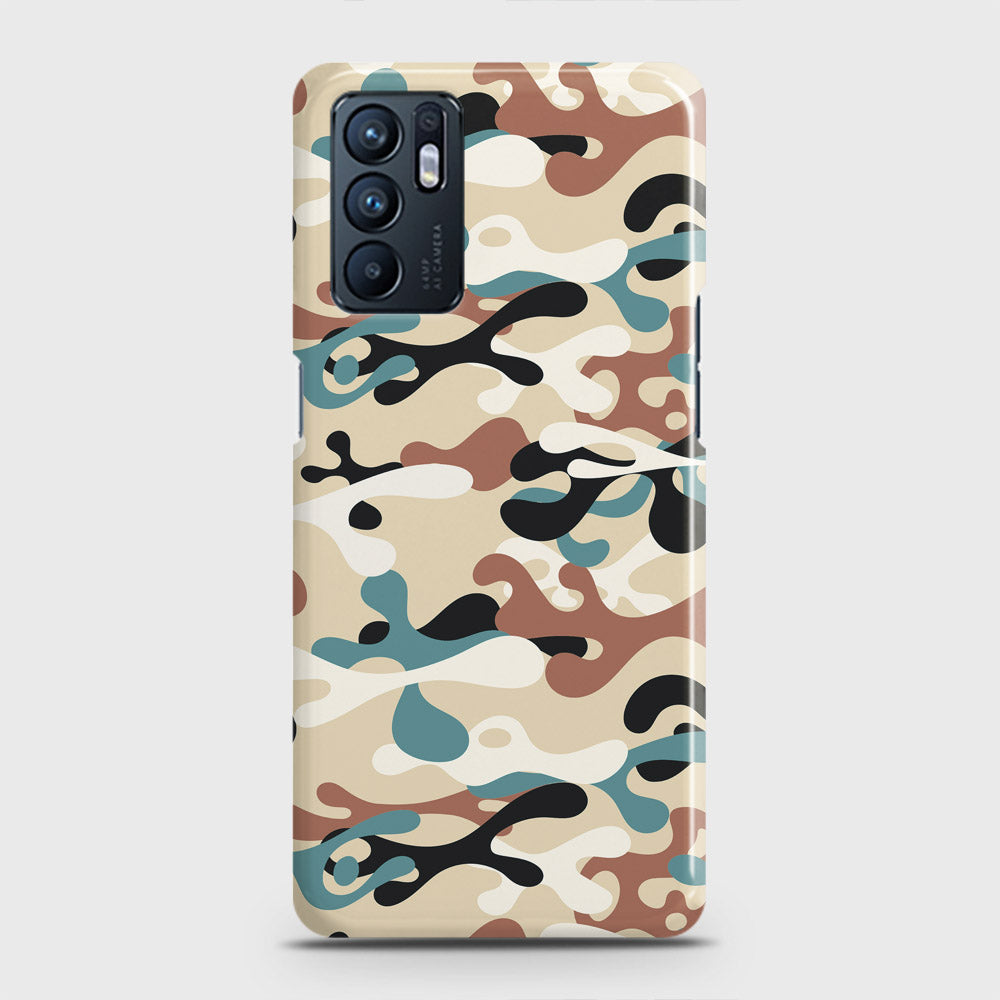 Oppo Reno 6 Cover - Camo Series - Black & Brown Design - Matte Finish - Snap On Hard Case with LifeTime Colors Guarantee