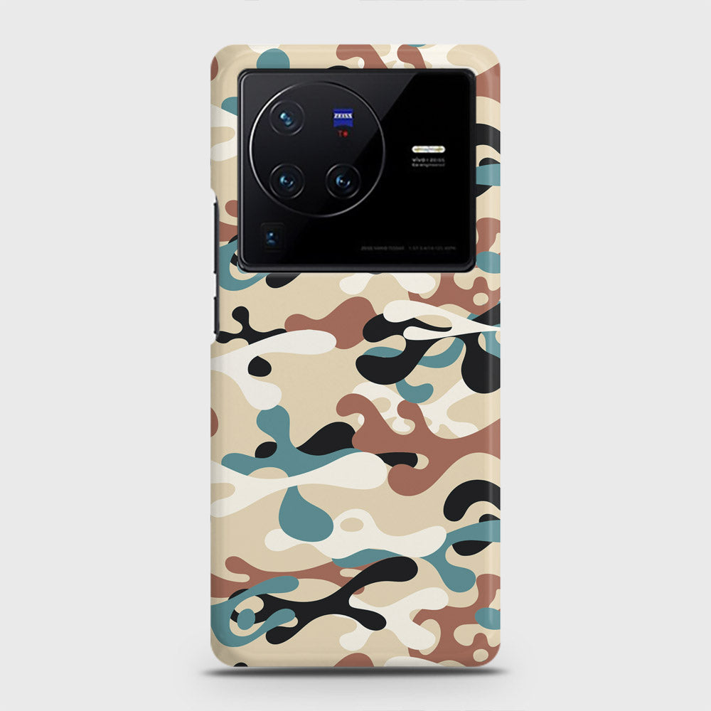 Vivo X80 Cover - Camo Series - Black & Brown Design - Matte Finish - Snap On Hard Case with LifeTime Colors Guarantee