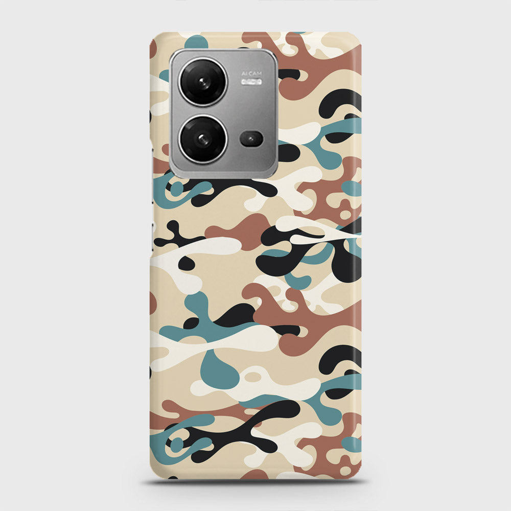 Vivo V25 Cover - Camo Series - Black & Brown Design - Matte Finish - Snap On Hard Case with LifeTime Colors Guarantee