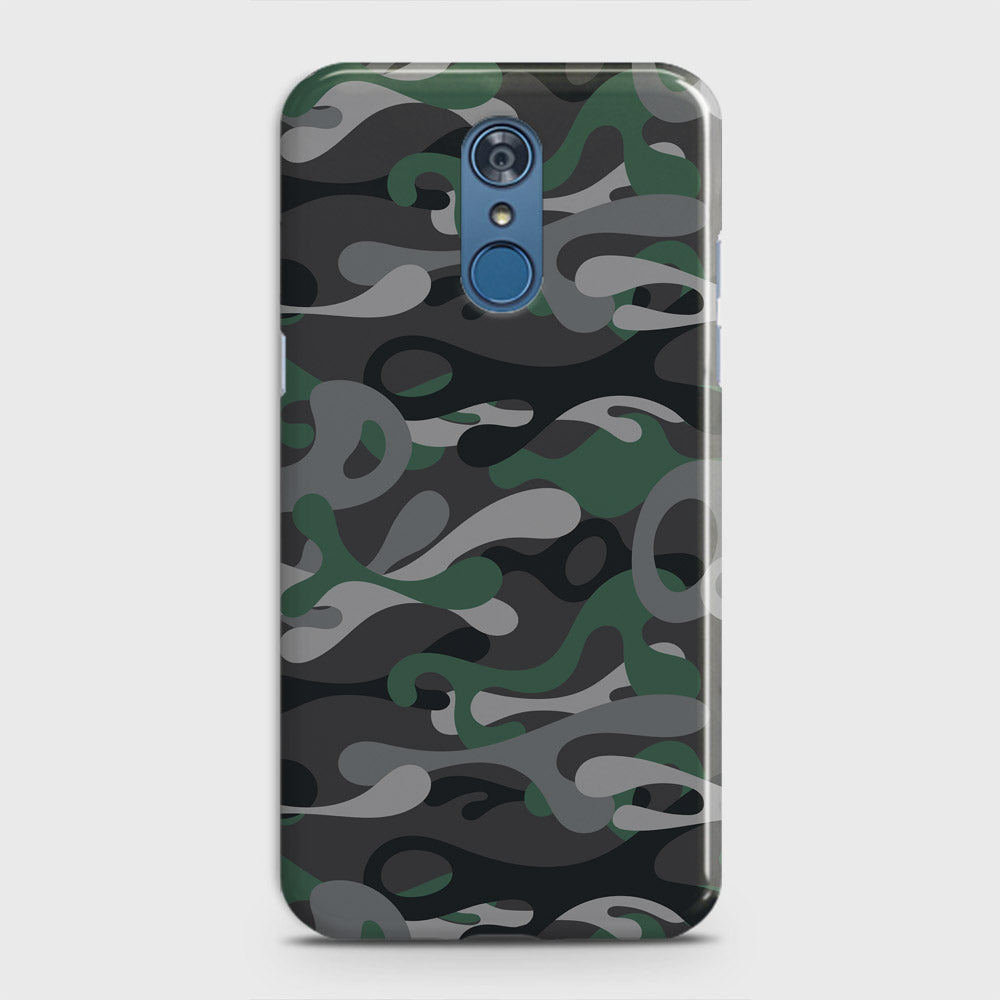 LG Q7 Cover - Camo Series - Green & Grey Design - Matte Finish - Snap On Hard Case with LifeTime Colors Guarantee