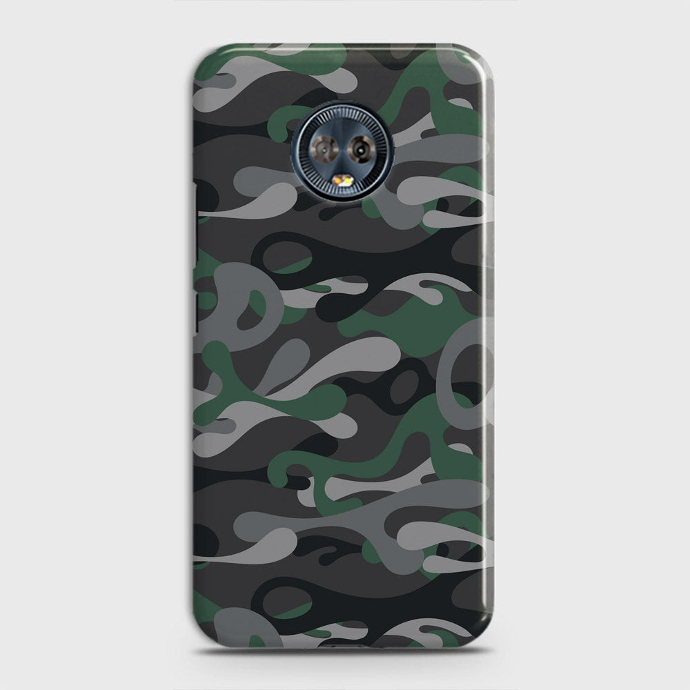 Motorola Moto G6 Plus Cover - Camo Series - Green & Grey Design - Matte Finish - Snap On Hard Case with LifeTime Colors Guarantee