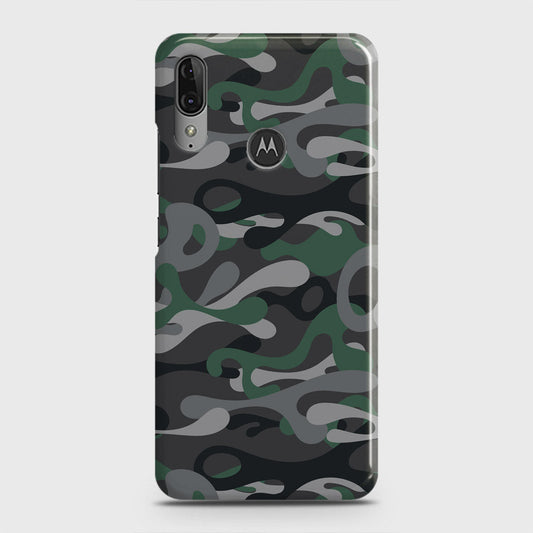 Motorola Moto E6 Plus Cover - Camo Series - Green & Grey Design - Matte Finish - Snap On Hard Case with LifeTime Colors Guarantee