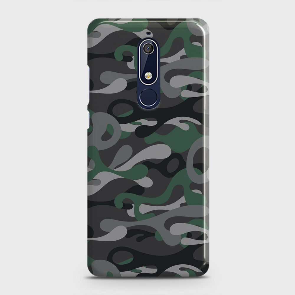 Nokia 5.1 Cover - Camo Series - Green & Grey Design - Matte Finish - Snap On Hard Case with LifeTime Colors Guarantee