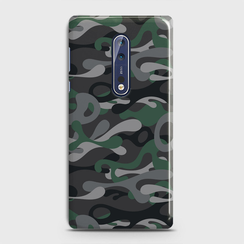 Nokia 8 Cover - Camo Series - Green & Grey Design - Matte Finish - Snap On Hard Case with LifeTime Colors Guarantee