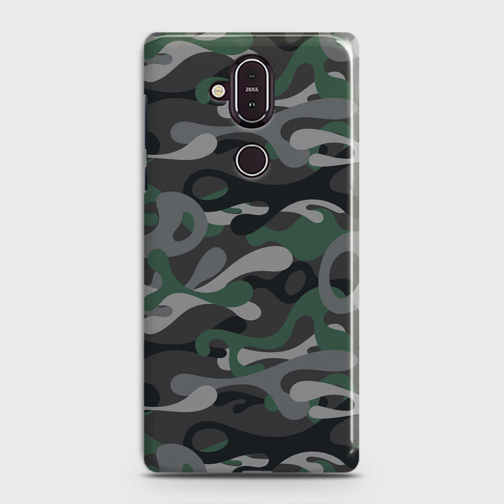 Nokia 8.1 Cover - Camo Series - Green & Grey Design - Matte Finish - Snap On Hard Case with LifeTime Colors Guarantee