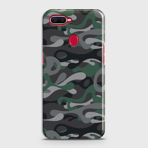 Oppo A7 Cover - Camo Series - Green & Grey Design - Matte Finish - Snap On Hard Case with LifeTime Colors Guarantee