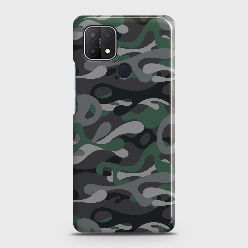 Oppo A15 Cover - Camo Series - Green & Grey Design - Matte Finish - Snap On Hard Case with LifeTime Colors Guarantee