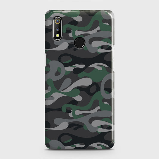 Realme 3 Cover - Camo Series - Green & Grey Design - Matte Finish - Snap On Hard Case with LifeTime Colors Guarantee