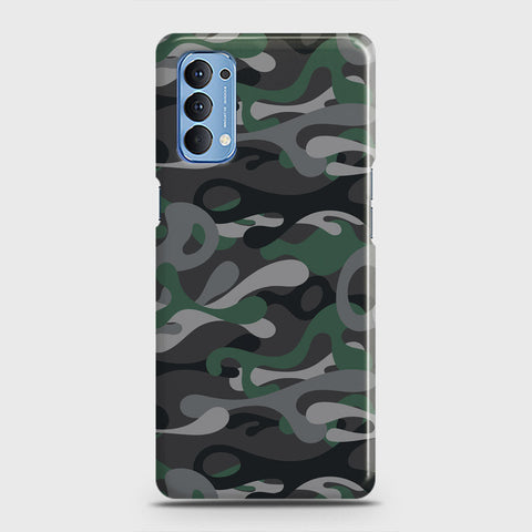 Oppo Reno 4 4G Cover - Camo Series - Green & Grey Design - Matte Finish - Snap On Hard Case with LifeTime Colors Guarantee