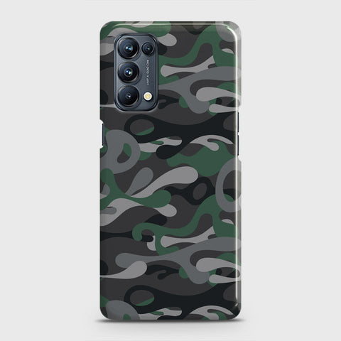 Oppo Reno 5 4G Cover - Camo Series - Green & Grey Design - Matte Finish - Snap On Hard Case with LifeTime Colors Guarantee