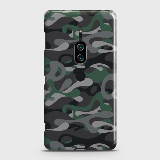 Sony Xperia XZ2 Premium Cover - Camo Series - Green & Grey Design - Matte Finish - Snap On Hard Case with LifeTime Colors Guarantee