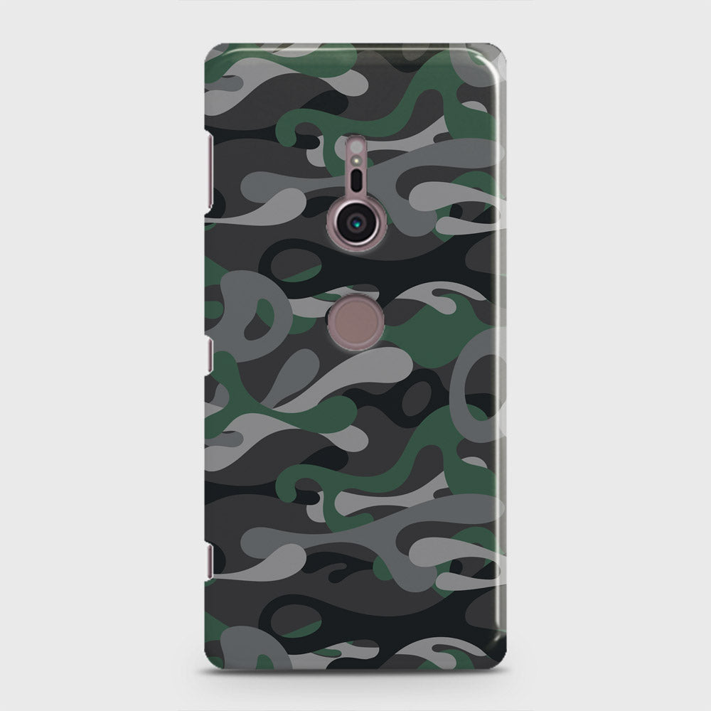 Sony Xperia XZ2 Cover - Camo Series - Green & Grey Design  - Matte Finish - Snap On Hard Case with LifeTime Colors Guarantee