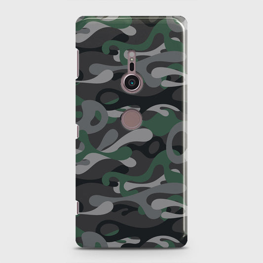 Sony Xperia XZ2 Cover - Camo Series - Green & Grey Design  - Matte Finish - Snap On Hard Case with LifeTime Colors Guarantee