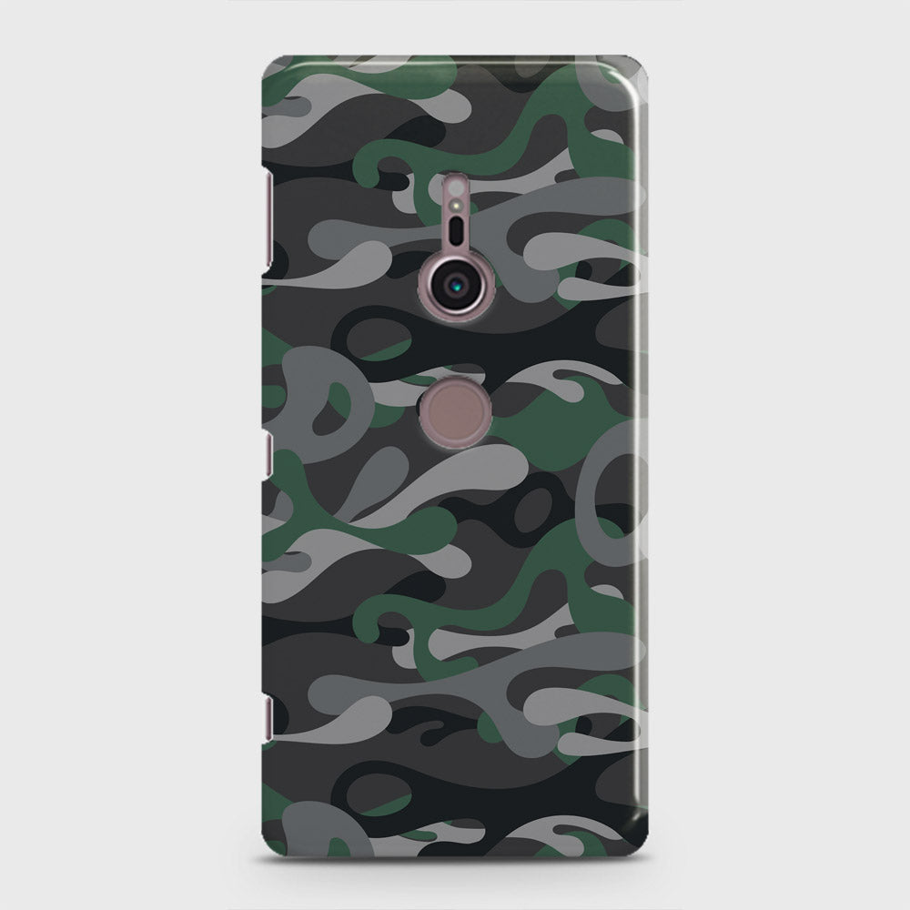 Sony Xperia XZ3 Cover - Camo Series - Green & Grey Design - Matte Finish - Snap On Hard Case with LifeTime Colors Guarantee