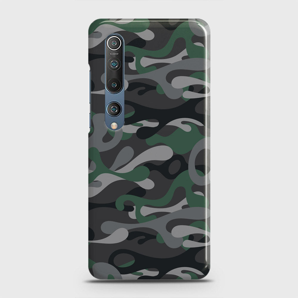 Xiaomi Mi 10 Cover - Camo Series - Green & Grey Design - Matte Finish - Snap On Hard Case with LifeTime Colors Guarantee