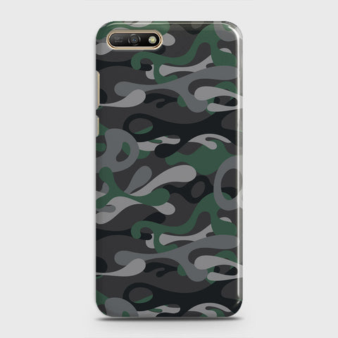 Huawei Y6 2018 Cover - Camo Series - Green & Grey Design - Matte Finish - Snap On Hard Case with LifeTime Colors Guarantee