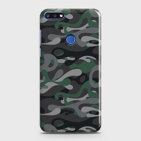 Huawei Y7 Prime 2018 Cover - Camo Series - Green & Grey Design - Matte Finish - Snap On Hard Case with LifeTime Colors Guarantee