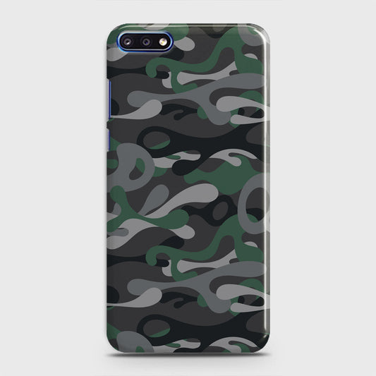 Huawei Y7 Pro 2018 Cover - Camo Series - Green & Grey Design - Matte Finish - Snap On Hard Case with LifeTime Colors Guarantee
