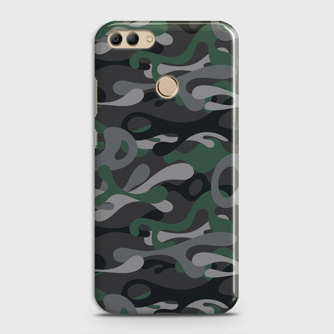 Huawei Y9 2018 Cover - Camo Series - Green & Grey Design - Matte Finish - Snap On Hard Case with LifeTime Colors Guarantee