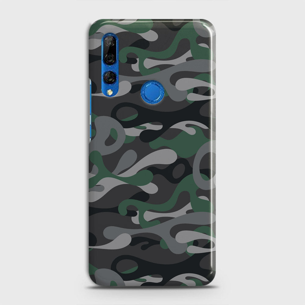 Huawei Y9 Prime 2019 Cover - Camo Series - Green & Grey Design - Matte Finish - Snap On Hard Case with LifeTime Colors Guarantee