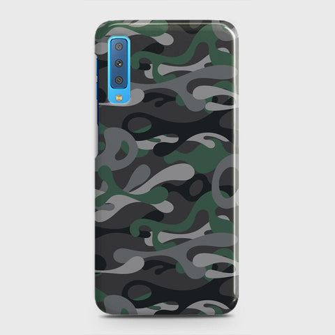 Samsung Galaxy A7 2018 Cover - Camo Series - Green & Grey Design - Matte Finish - Snap On Hard Case with LifeTime Colors Guarantee