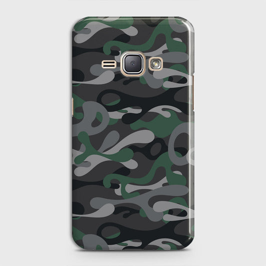 Samsung Galaxy J1 2016 / J120 Cover - Camo Series - Green & Grey Design - Matte Finish - Snap On Hard Case with LifeTime Colors Guarantee