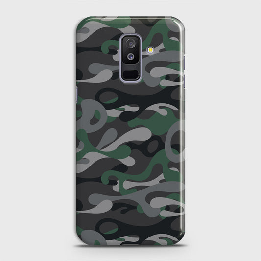 Samsung Galaxy J8 2018 Cover - Camo Series - Green & Grey Design - Matte Finish - Snap On Hard Case with LifeTime Colors Guarantee
